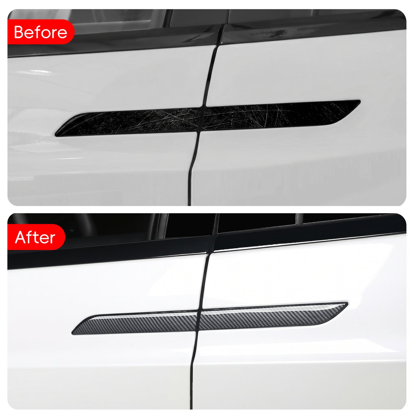 Tesheer Glossy Carbon Fiber Door Handle Stickers for 2016–2026 Tesla Model X