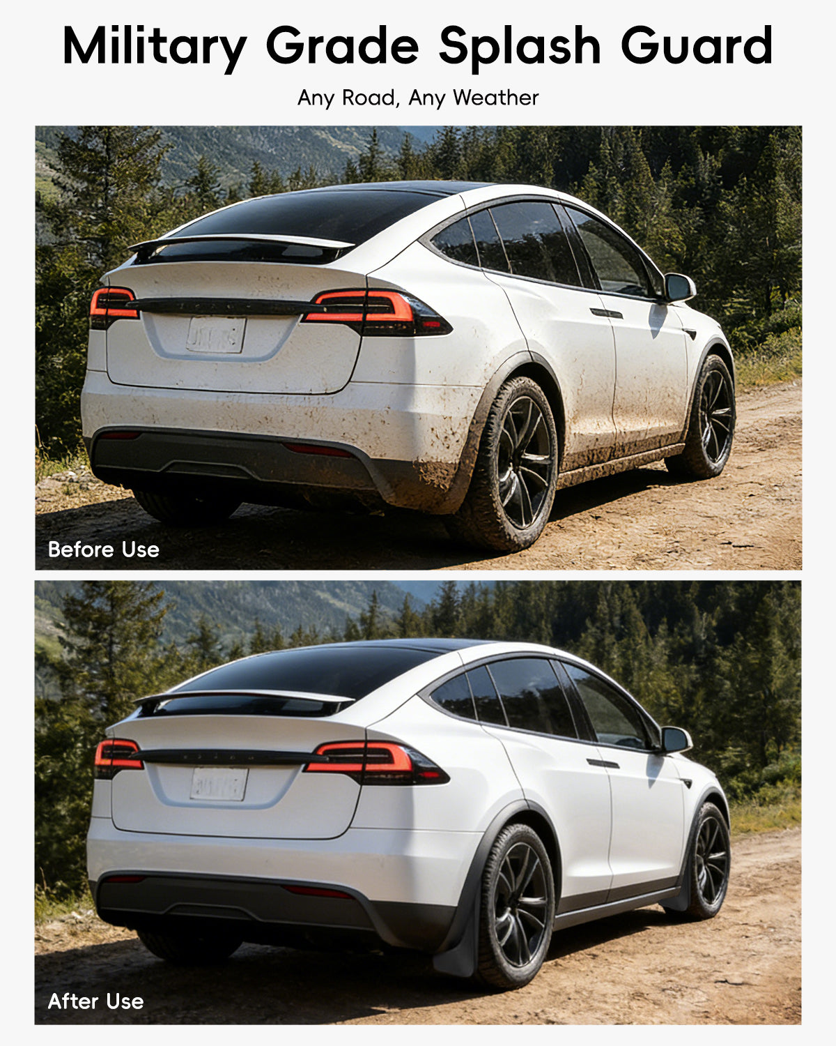 Tesheer Mud Flaps for 2022–2026 Tesla Model X – No-Drill Splash Guards, Set of 4