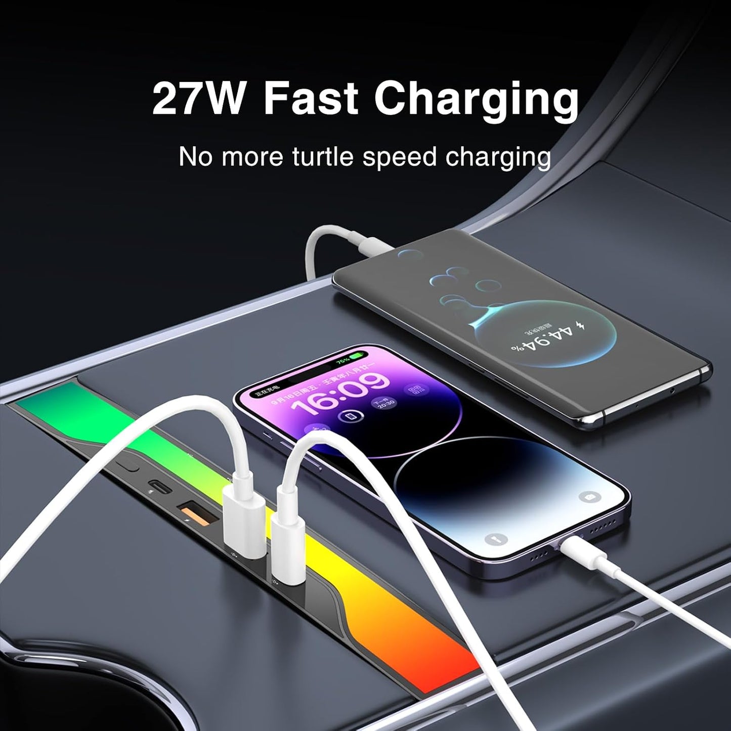 Tesheer RGB USB Hub for 2021–2023 Model 3 & 2021–2024 Model Y – 4-Port, 27W
