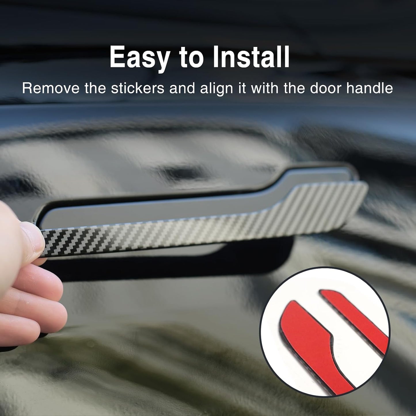 Tesheer Glossy Carbon Fiber-Textured Door Handle Covers for Tesla Model 3/Y – ABS, 4PCS