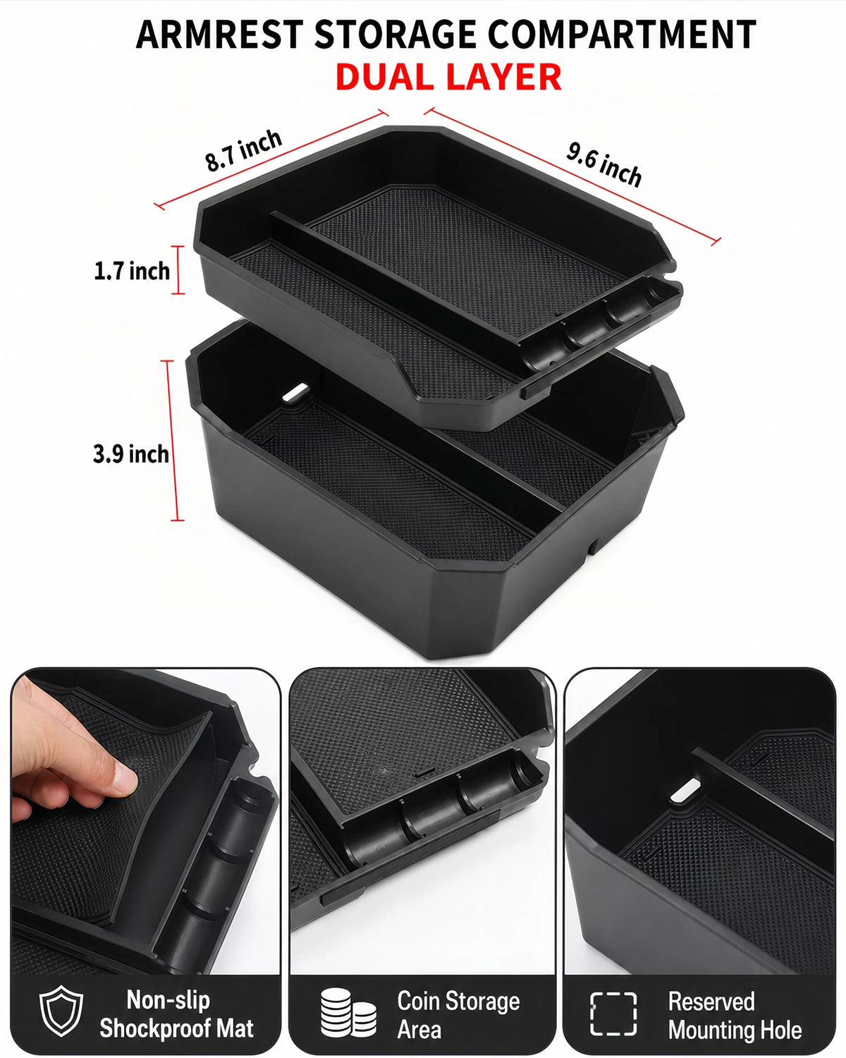 Cybertruck Center Console Organizer | 2-Tier Storage Tray for Tesla Cybertruck