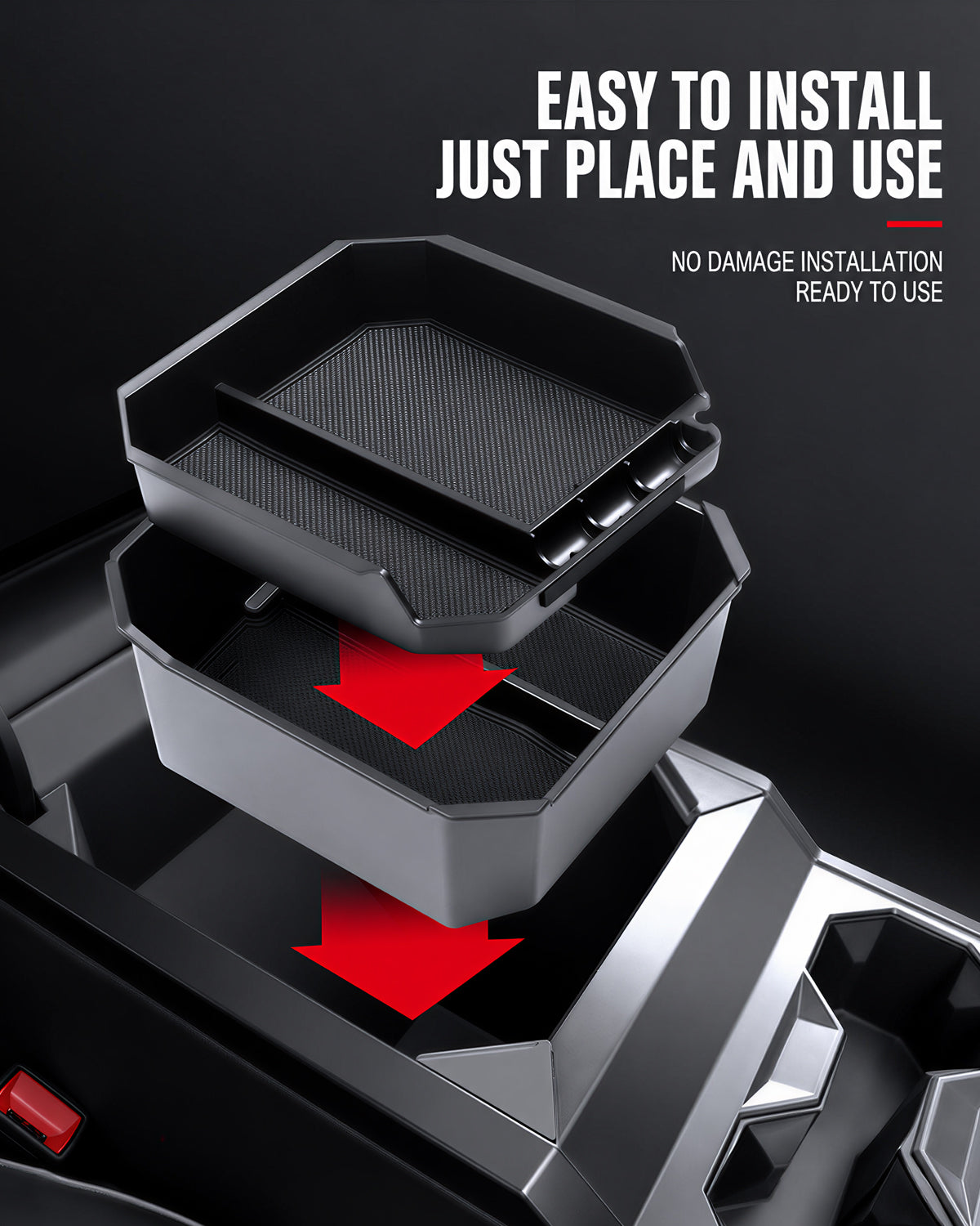 Cybertruck Center Console Organizer | 2-Tier Storage Tray for Tesla Cybertruck