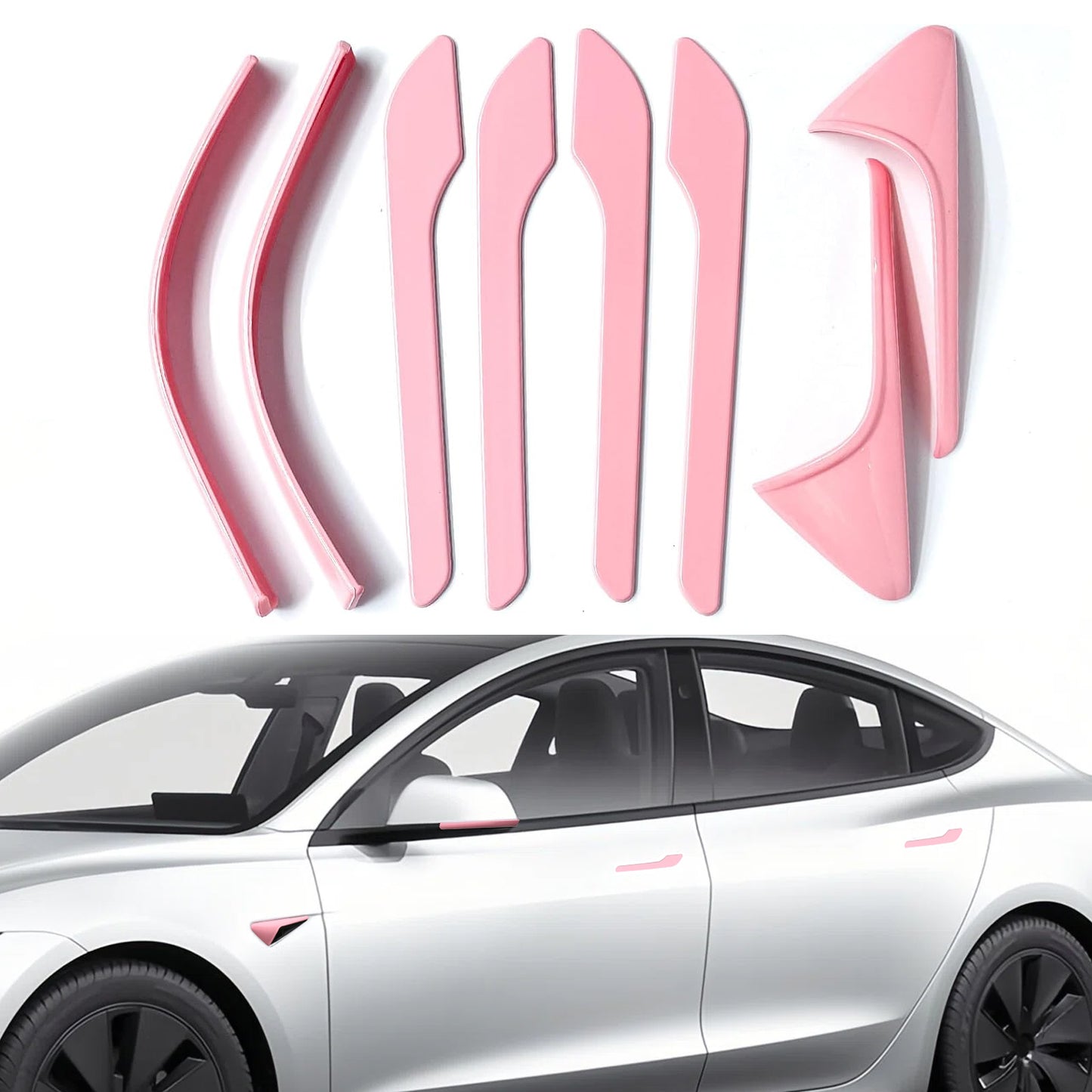 Tesla Model 3 Highland pink side mirror trim