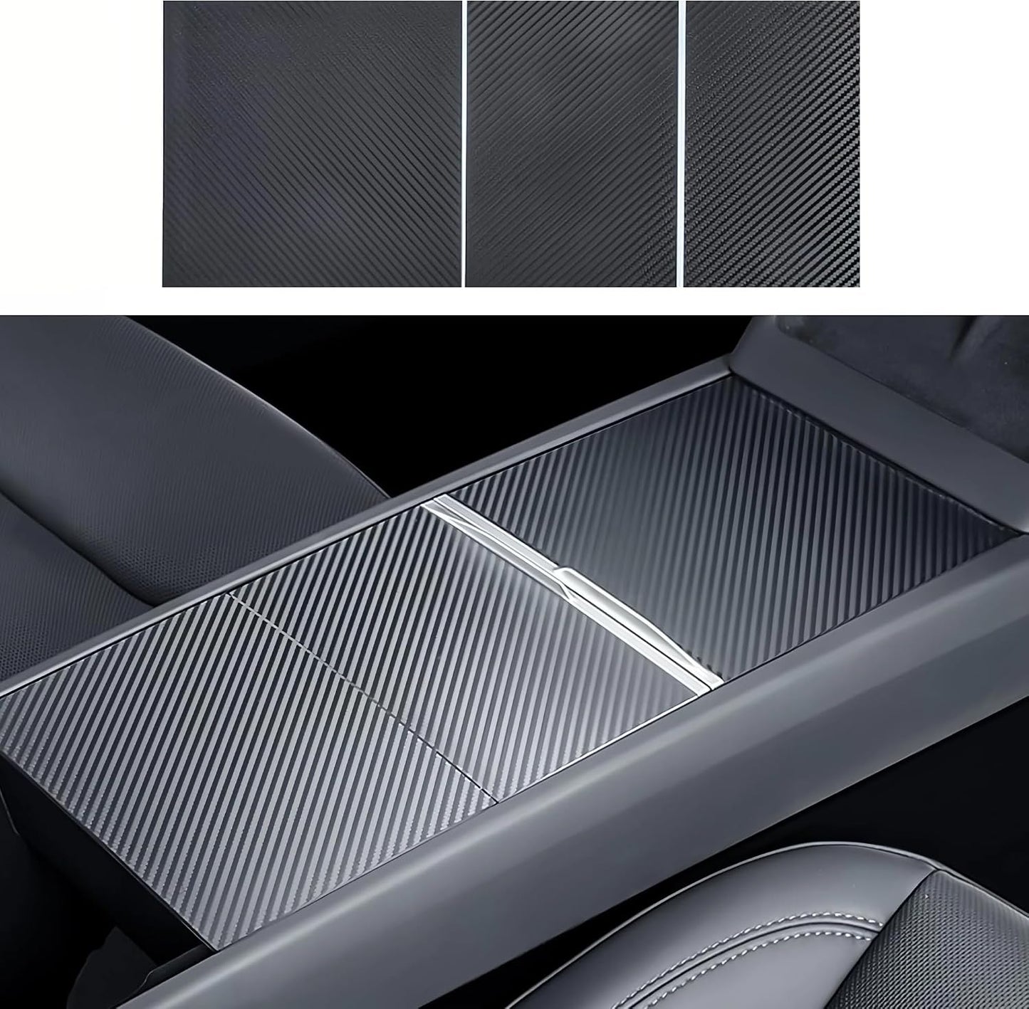 Tesheer Real Carbon Fiber Center Console Cover for 2024–2026 Model 3 Highland & 2025–2026 Model Y Juniper