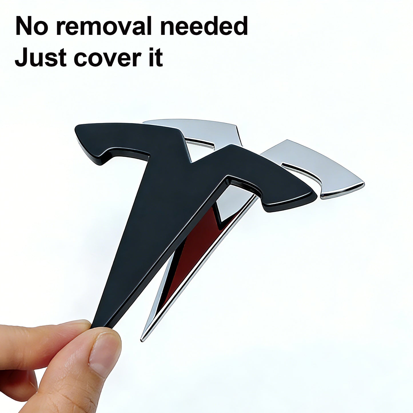 Matte Black Front Emblem Cover for Tesla Model 3 2022–2026 & Model Y 2021–2025