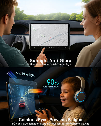 Tesla Model S/X HD Clear Screen Protector Set (2021-2026) – 17-Inch Front + 8-Inch Rear Tesheer