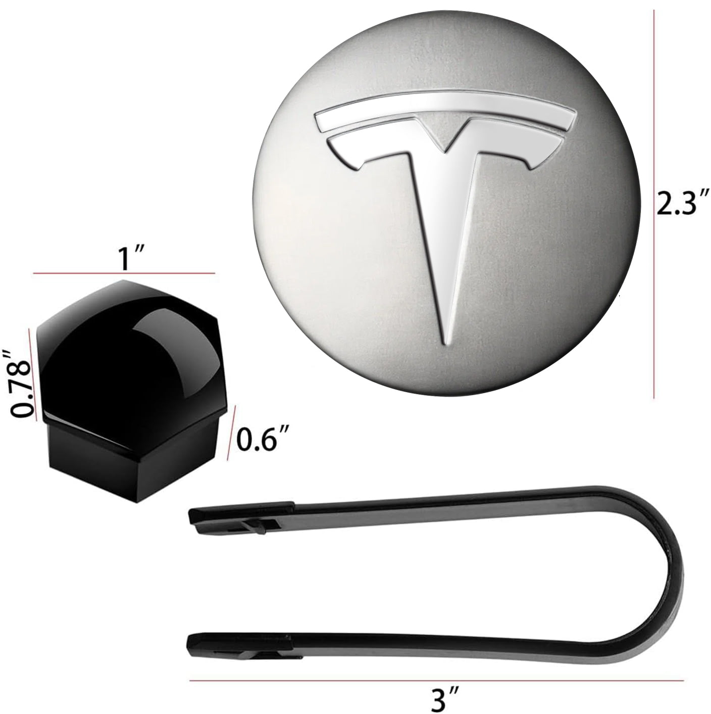 Gray Wheel Center Cap Kit for Tesla Model 3 & Model Y