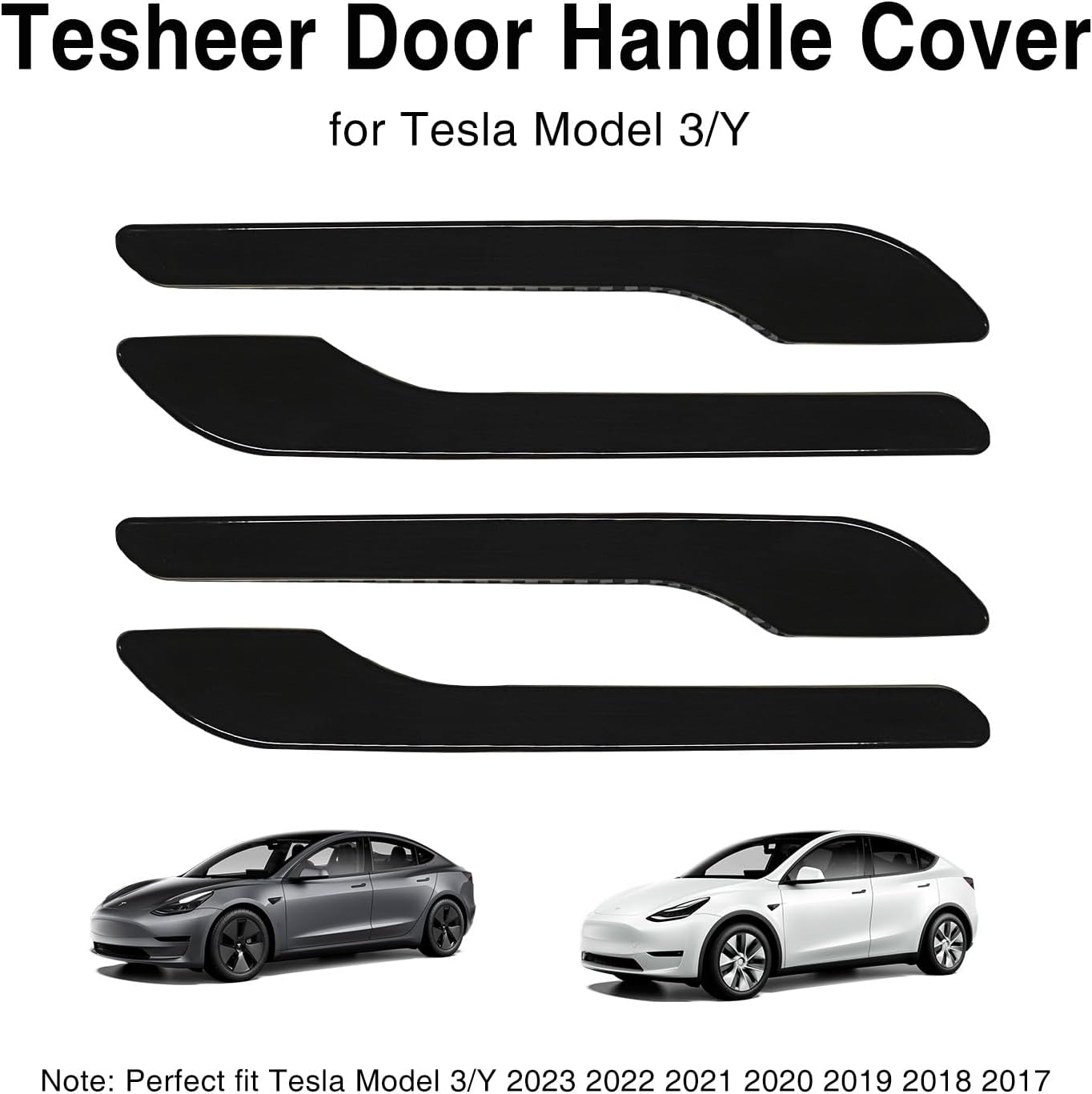 Tesla Door Handle Stickers for Model 3 & Model Y – 4PCS(Glossy Black)