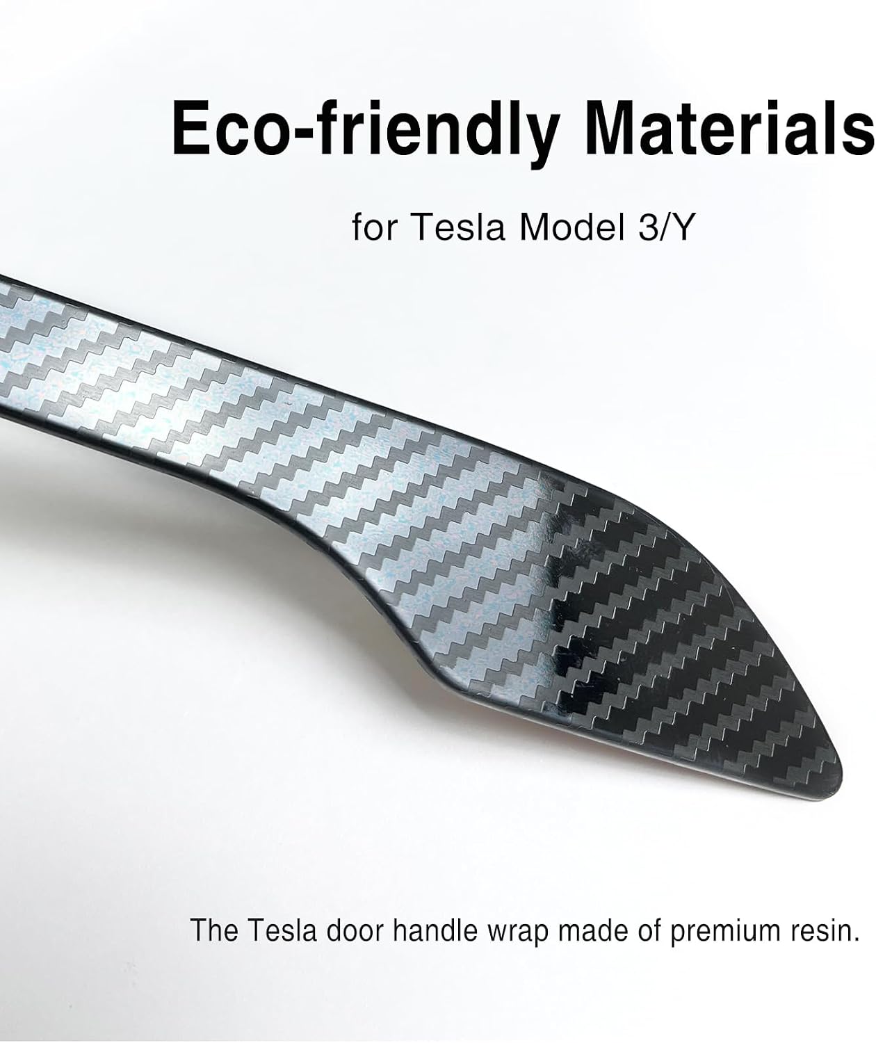 Tesheer Glossy Carbon Fiber Door Handle Stickers for 2017–2024 Model 3 & 2020–2024 Model Y – 4PCS