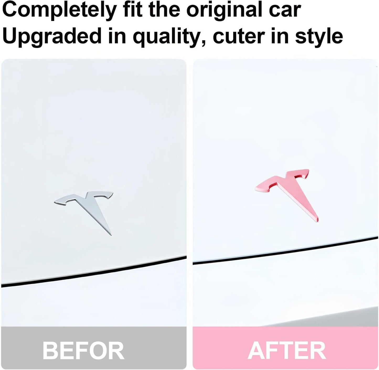 Pink Front Emblem Logo Cover Sticker for Tesla Model 3 Highland & Model Y Juniper (2022–2026)