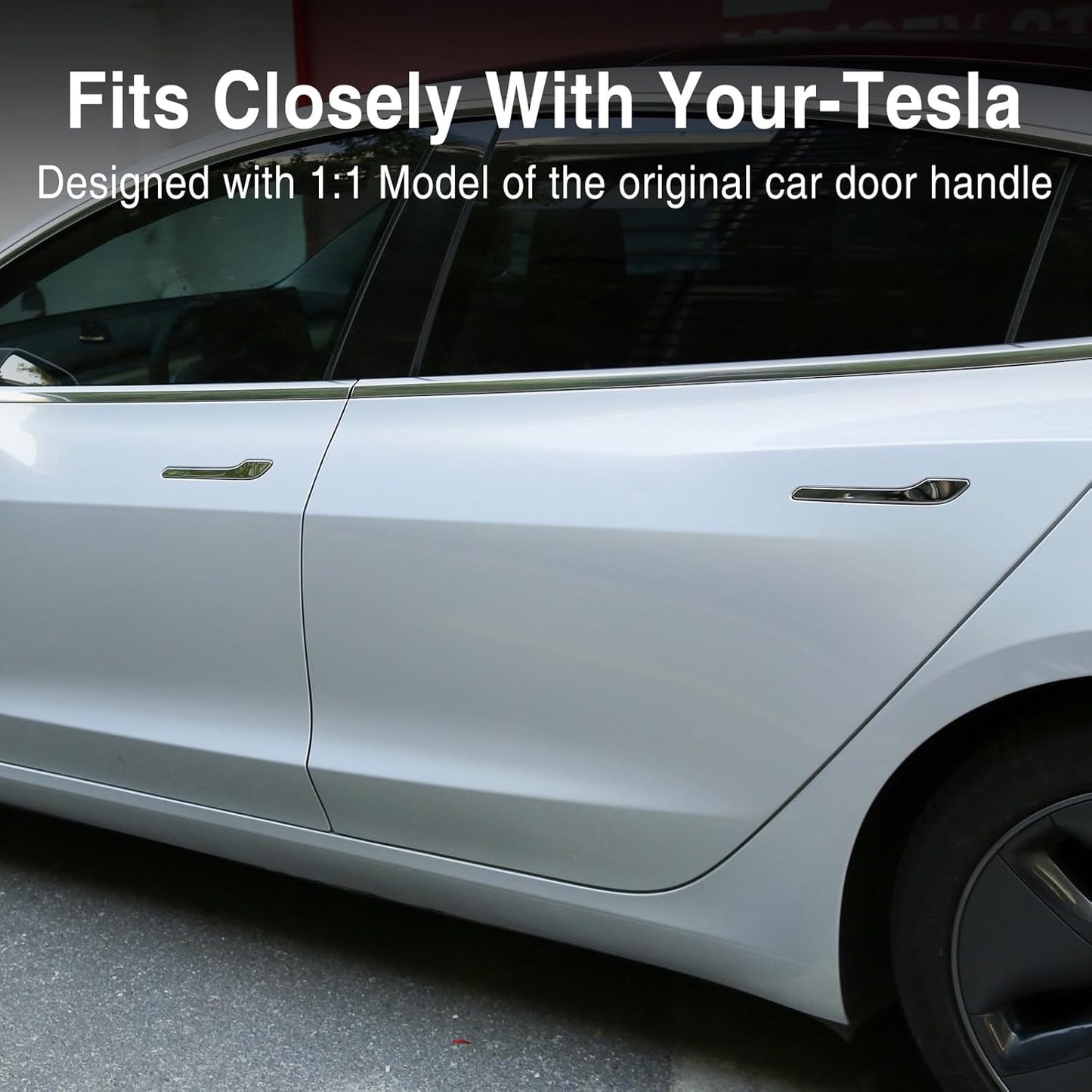Tesla Silver Door Handle Stickers for Model 3 Highland & Model Y Juniper
