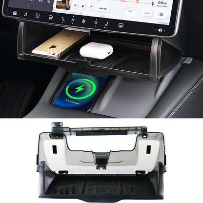 Hidden Under-Screen Storage Box Compatible with Tesla Model Y 2020-2026 & Model 3 2017-2026 Tesheer