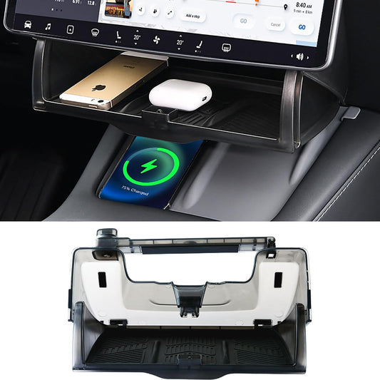 Hidden Under-Screen Storage Box Compatible with Tesla Model 3 Highland & Model Y Juniper