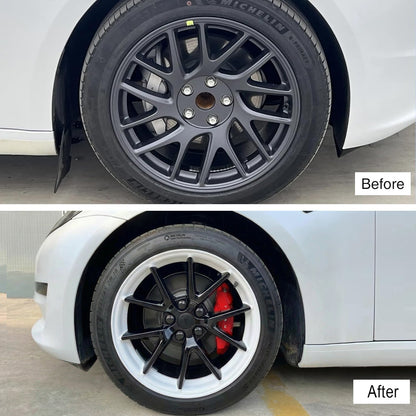 Tesheer Glossy Black Wheel Center Cap Kit for Tesla Model 3/Y – 4 Caps + 20 Lug Covers Tesheer