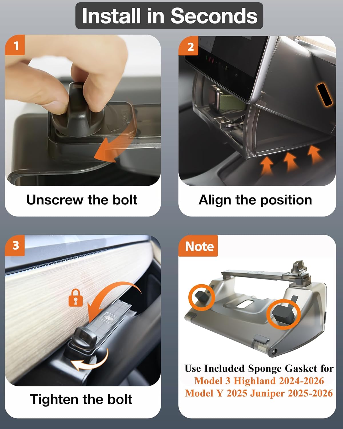 Hidden Under-Screen Storage Box Compatible with Tesla Model 3 Highland & Model Y Juniper