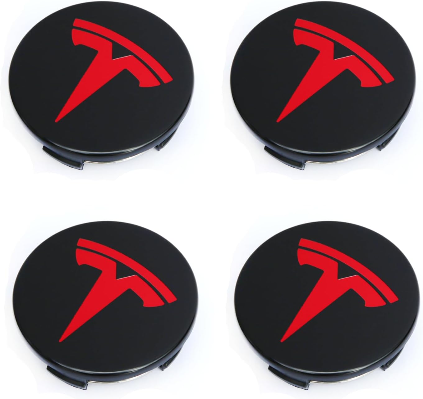 Red Tesla Wheel Center Hub Cap Kit – Fits Model 3 (2019-2023) & Model Y (2021-2024)