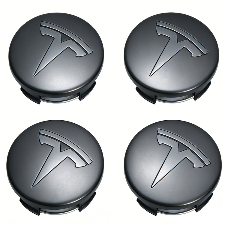 Tesheer Glossy Black Wheel Center Cap Kit for Tesla Model 3/Y – 4 Caps + 20 Lug Covers