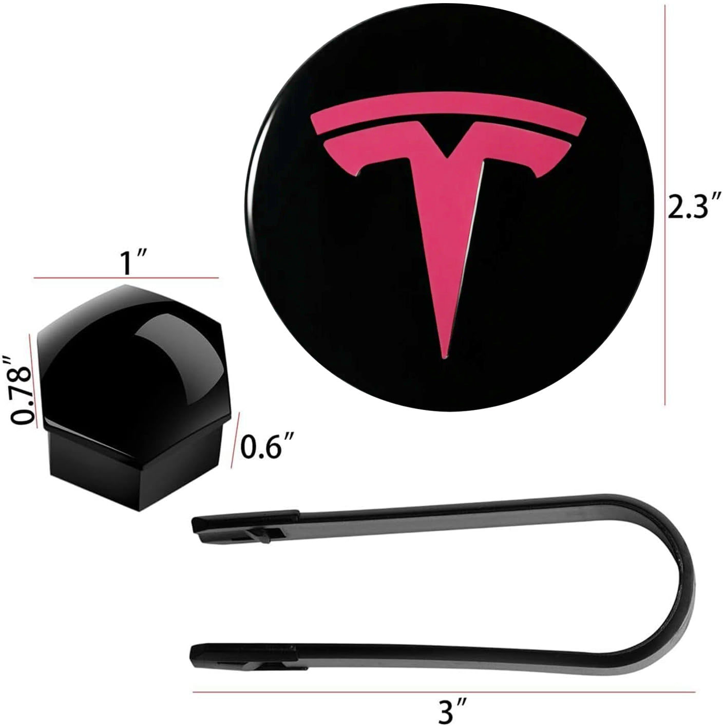 Pink Wheel Center Cap Kit for Tesla Model 3 & Model Y