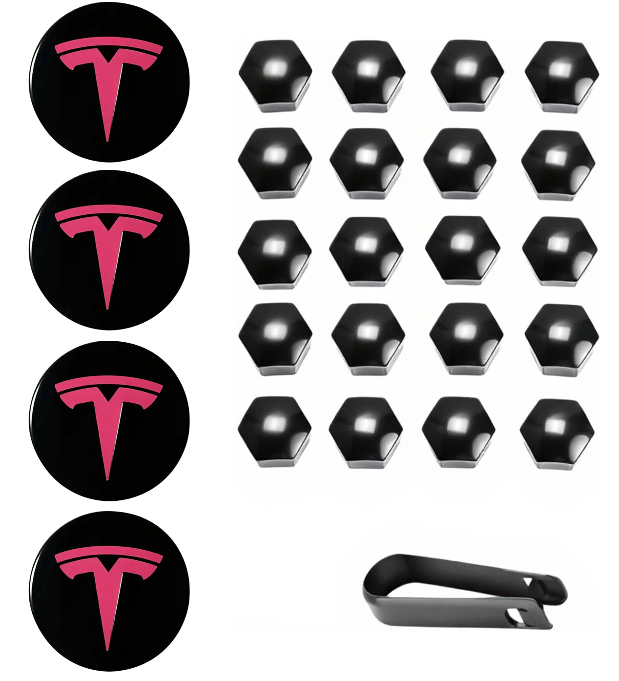 Pink Wheel Center Cap Kit for Tesla Model 3 & Model Y