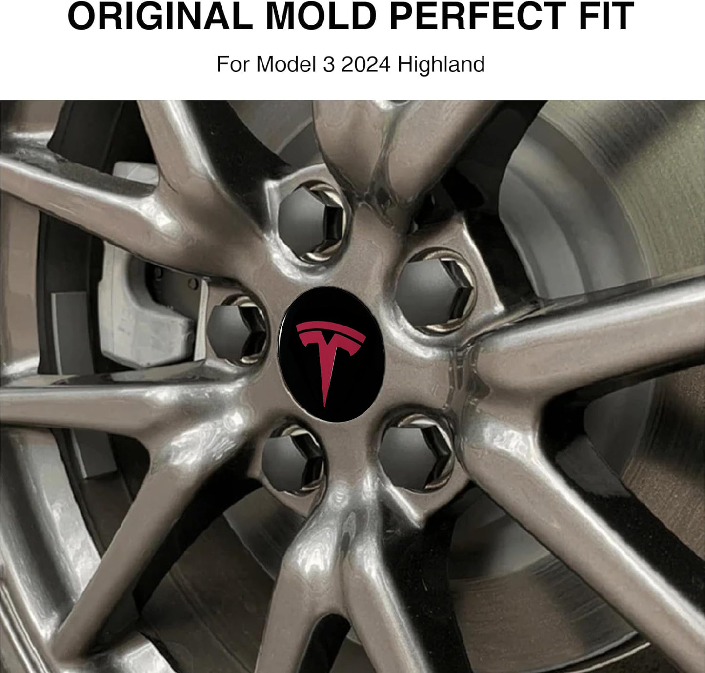 Pink Wheel Center Cap Kit for Tesla Model 3 & Model Y