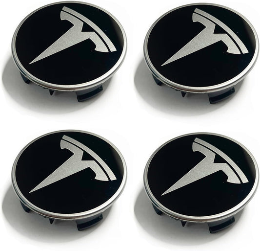 Tesheer 4-PCS Wheel Center Hub Caps with Glossy Metal for Tesla Model 3/Y 18-19″ Wheels