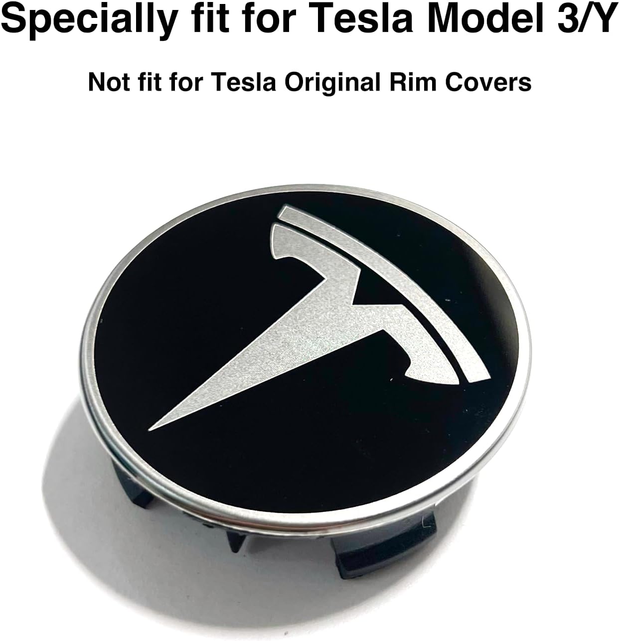 Tesheer 4-PCS Wheel Center Hub Caps with Glossy Metal for Tesla Model 3/Y 18-19″ Wheels