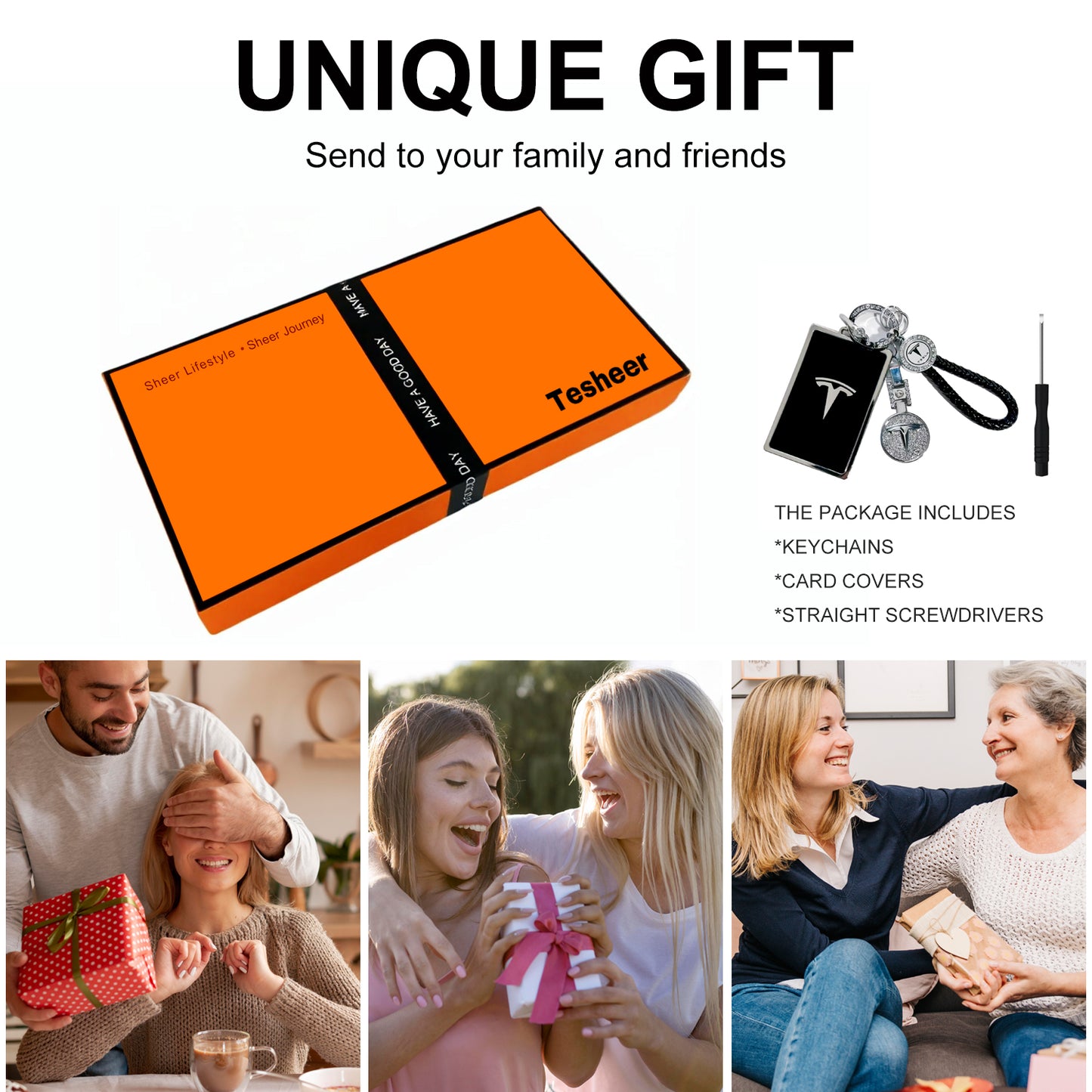 Tesheer Bling Key Card Holder for Tesla Model S/X/3/Y Cybertruck(black)