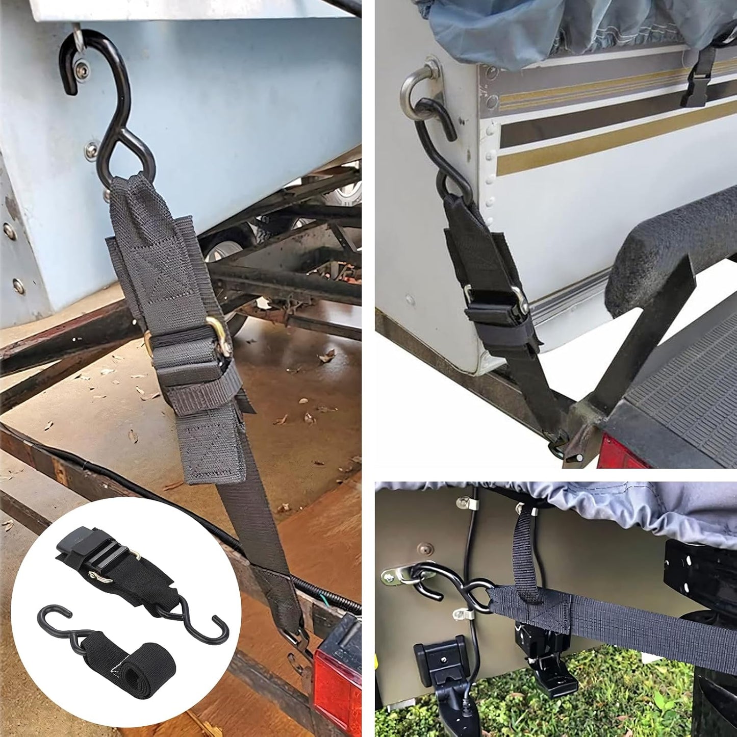 Tesheer Retractable Ratchet Tie-Down Straps – 4 Pack with S-Hooks, 1200 lb Rated