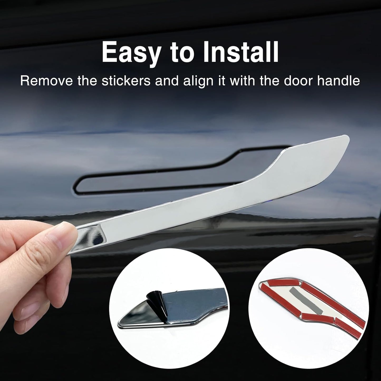 Tesla Silver Door Handle Stickers for Model 3 Highland & Model Y Juniper
