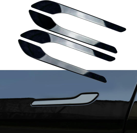 Tesheer Glossy Black Chrome Door Handle Stickers for 2017–2024 Model 3 & 2020–2024 Model Y – 4PCS