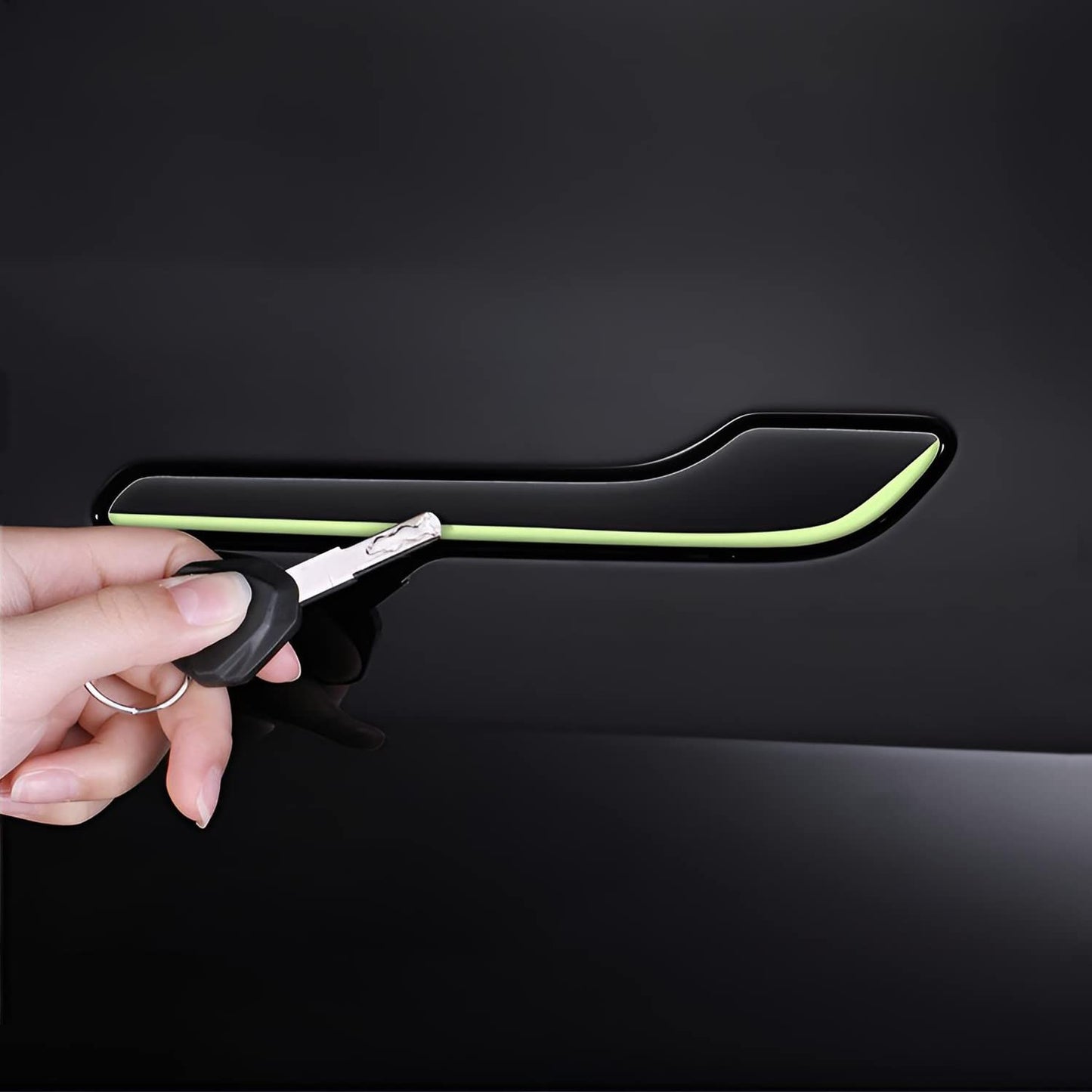 Tesheer Fluorescent Door Handle Stickers for Tesla Model 3/Y – Black & Green, 4PCS