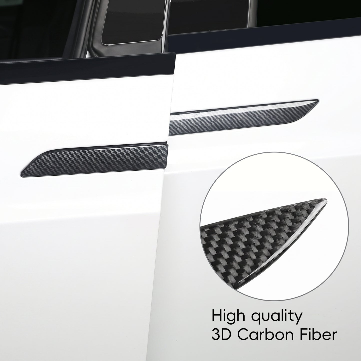 Tesheer Glossy Carbon Fiber Door Handle Stickers for 2016–2026 Tesla Model X