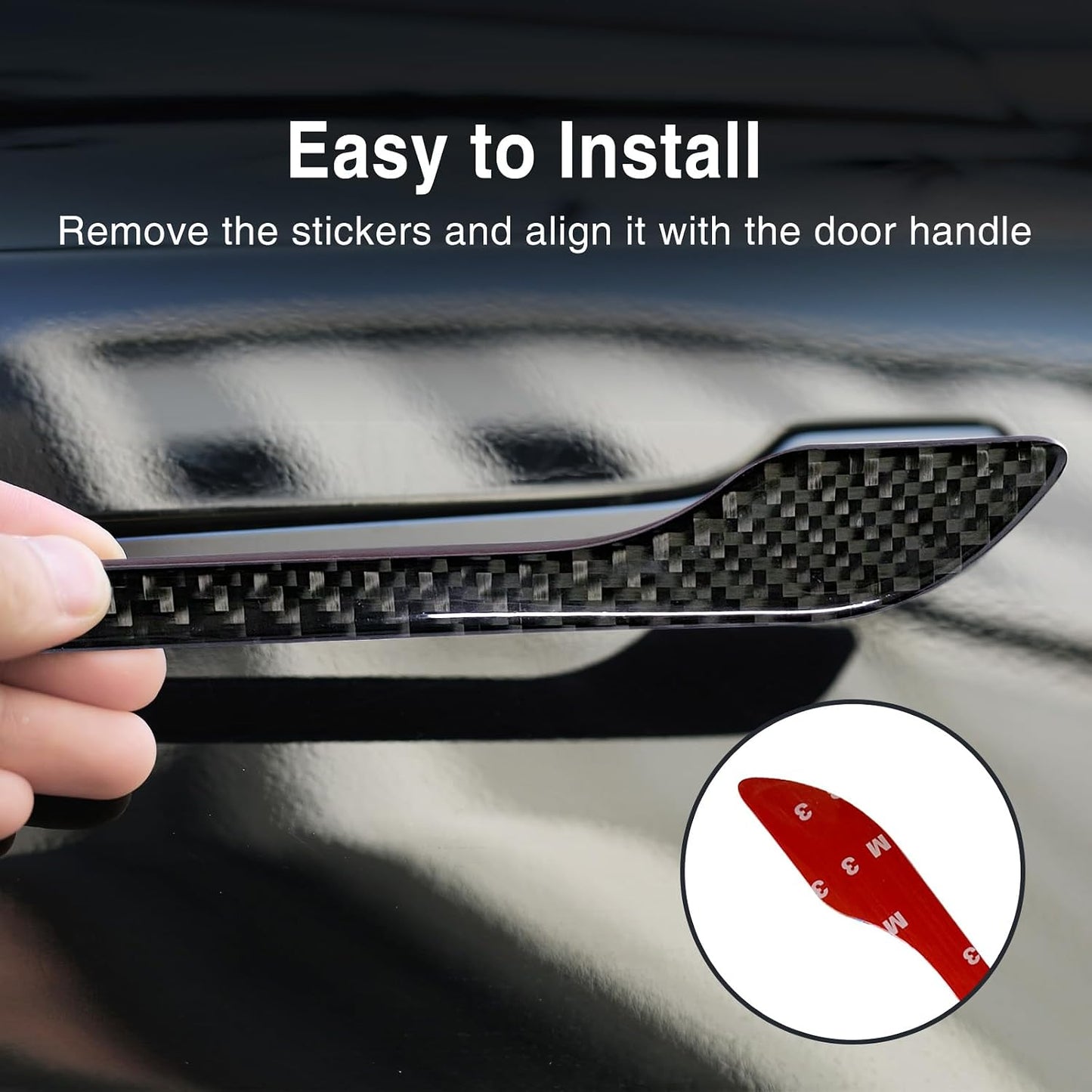Tesheer Real Carbon Fiber Resin Door Handle Covers for Tesla Model 3/Y – 4PCS