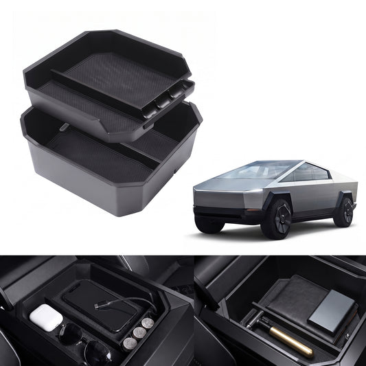 Cybertruck Center Console Organizer | 2-Tier Storage Tray for Tesla Cybertruck