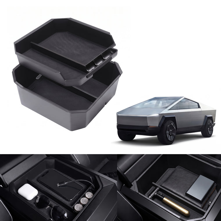 Cybertruck Center Console Organizer | 2-Tier Storage Tray for Tesla Cybertruck