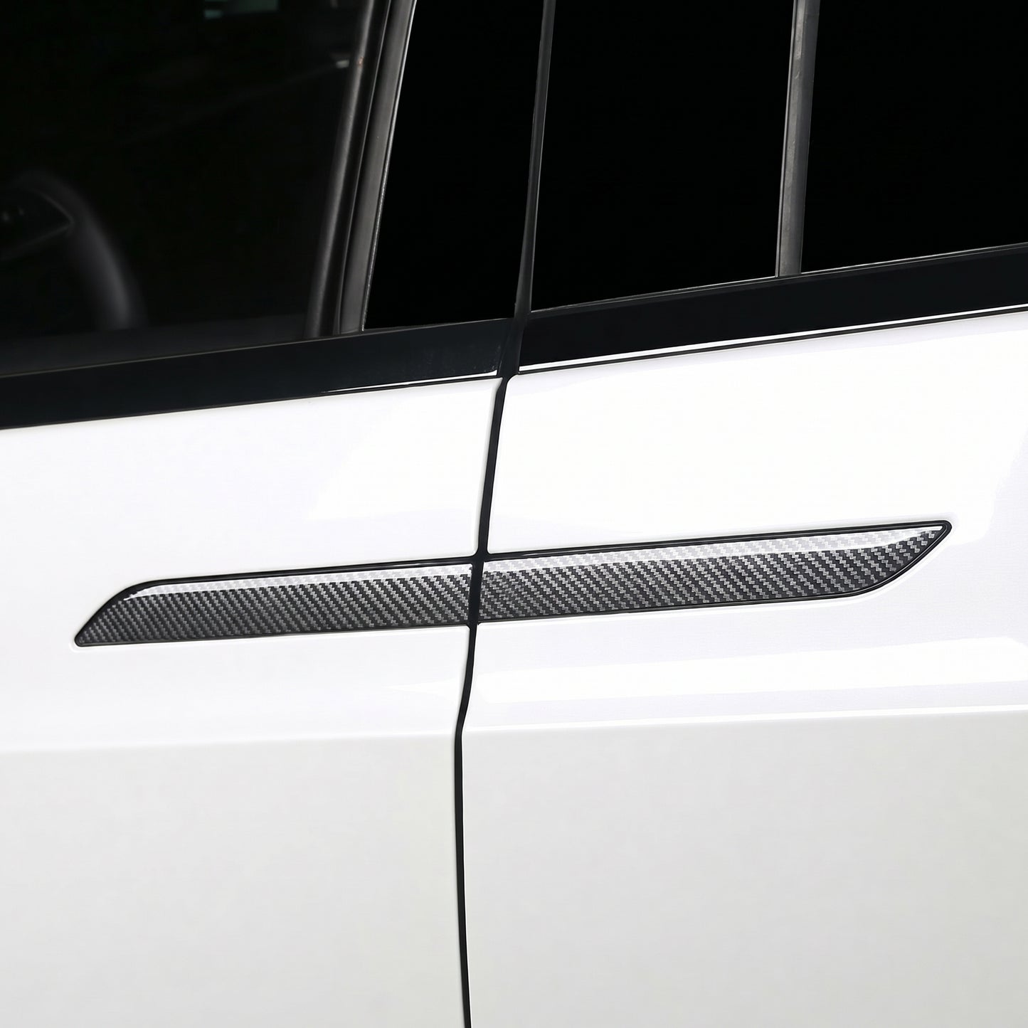 Tesheer Glossy Carbon Fiber Door Handle Stickers for 2016–2026 Tesla Model X