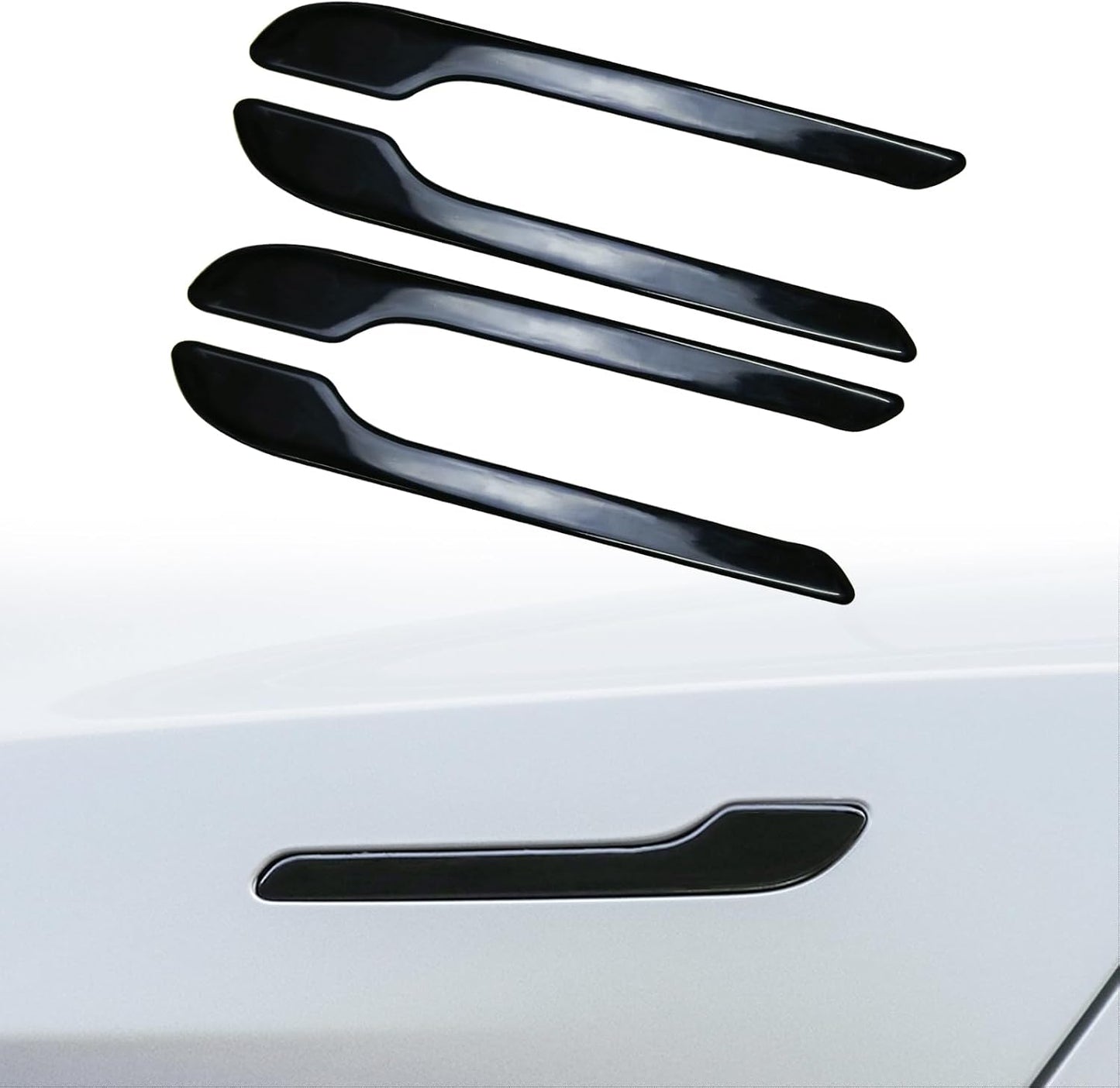 Tesheer Glossy Black Resin Door Handle Covers for Tesla Model 3/Y – 4PCS