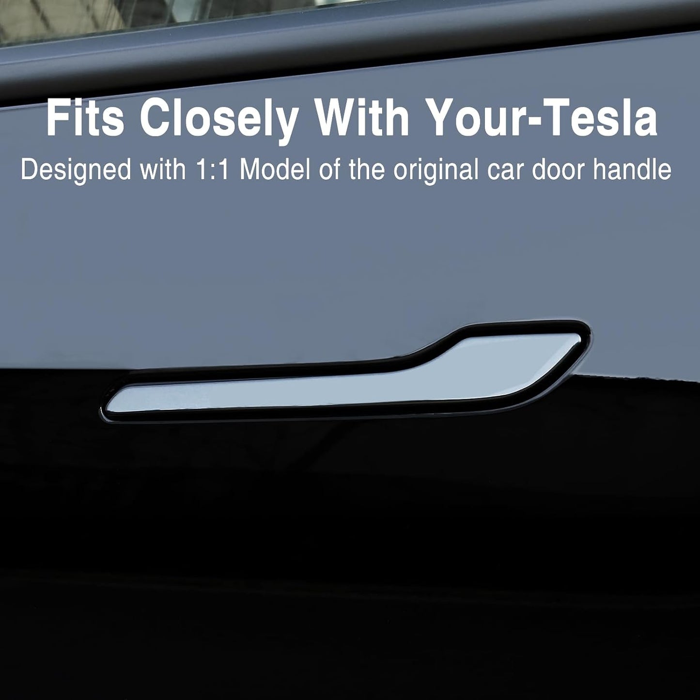 Tesheer Glossy Black Chrome Door Handle Stickers for 2017–2024 Model 3 & 2020–2024 Model Y – 4PCS