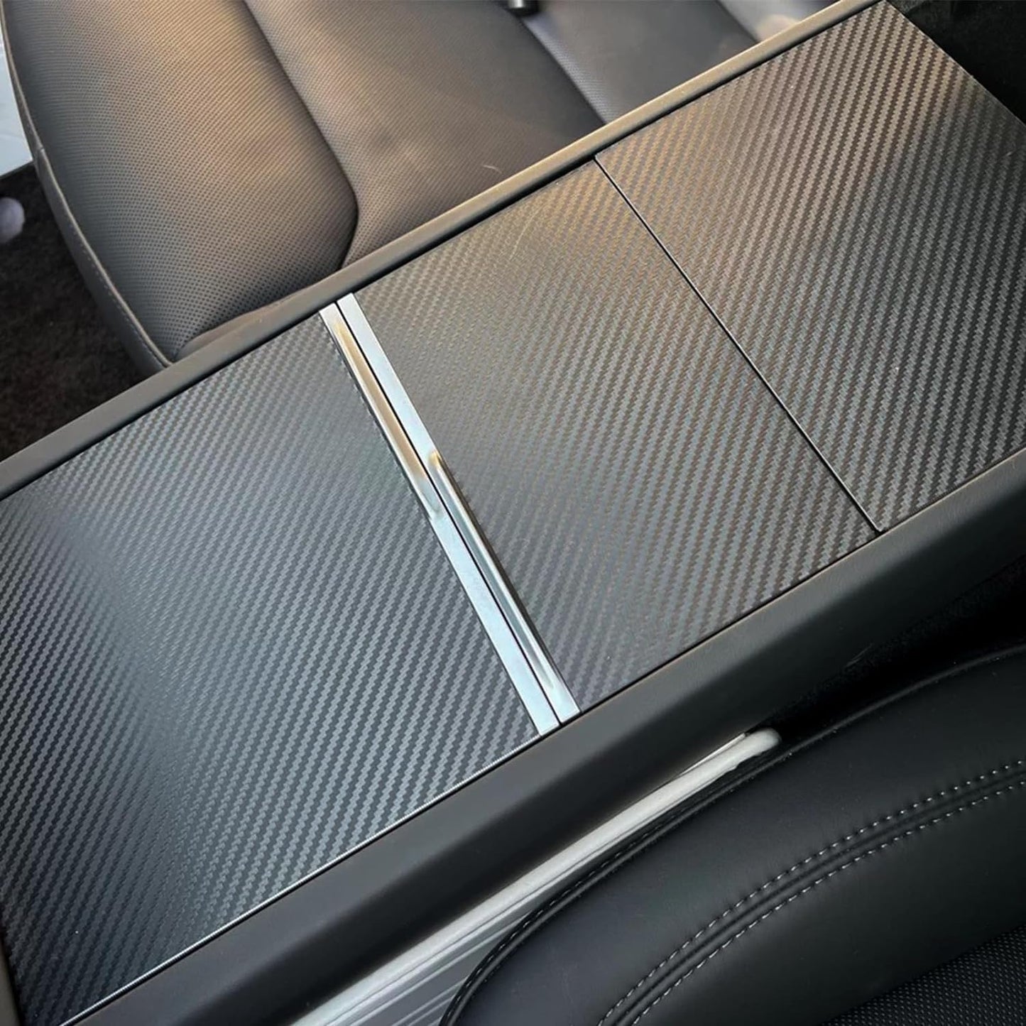Tesheer Real Carbon Fiber Center Console Cover for 2024–2026 Model 3 Highland & 2025–2026 Model Y Juniper