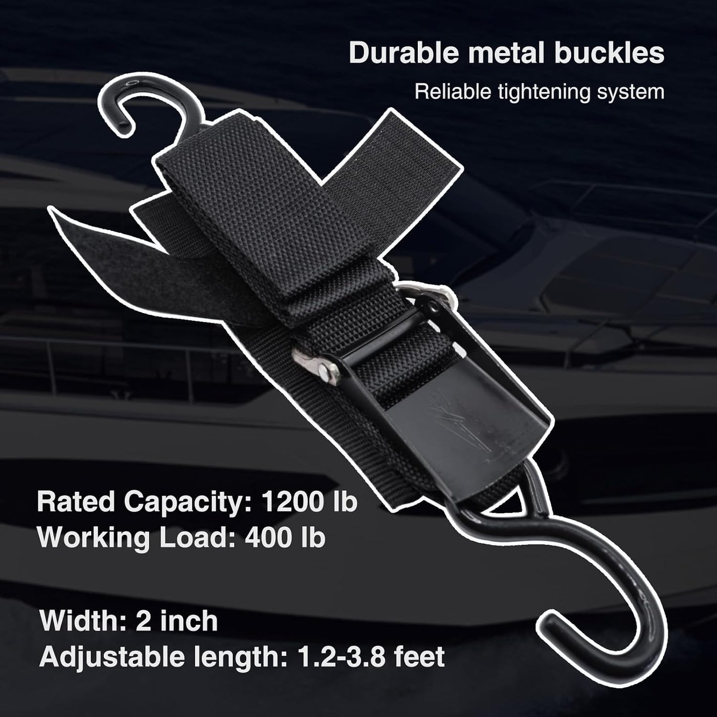 Tesheer Retractable Ratchet Tie-Down Straps – 4 Pack with S-Hooks, 1200 lb Rated