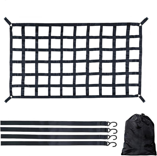 Tesheer Heavy-Duty Truck Bed Cargo Net 81" × 50" – Stretchable Mesh with 12 Hooks & Storage Bag