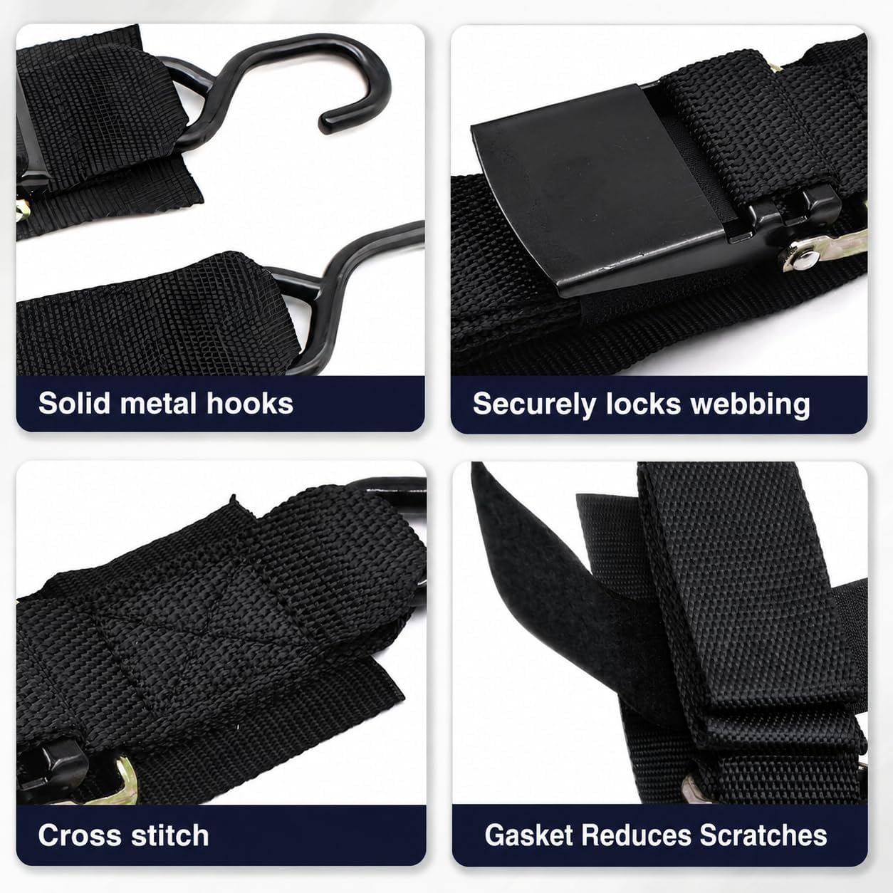 Tesheer Retractable Ratchet Tie-Down Straps – 4 Pack with S-Hooks, 1200 lb Rated