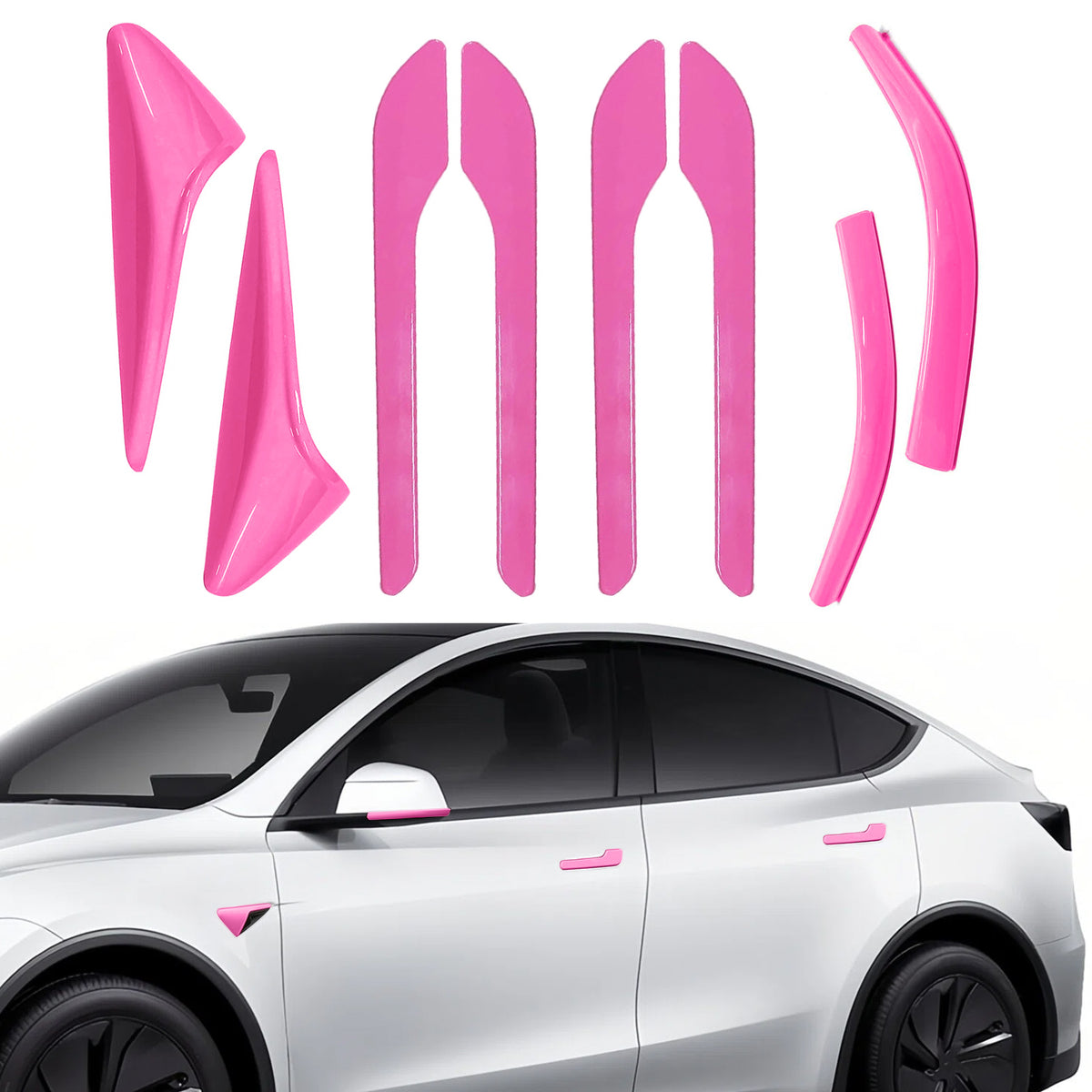 Tesheer Tesla Model Y Pink Accessories Kit (8-Piece) Tesheer