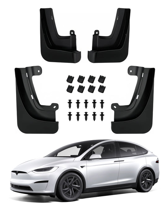 Tesheer Mud Flaps for 2022–2026 Tesla Model X – No-Drill Splash Guards, Set of 4