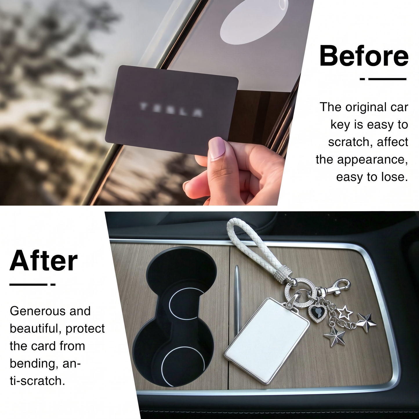 White Crystal Star Bling Tesla Key Card Holder