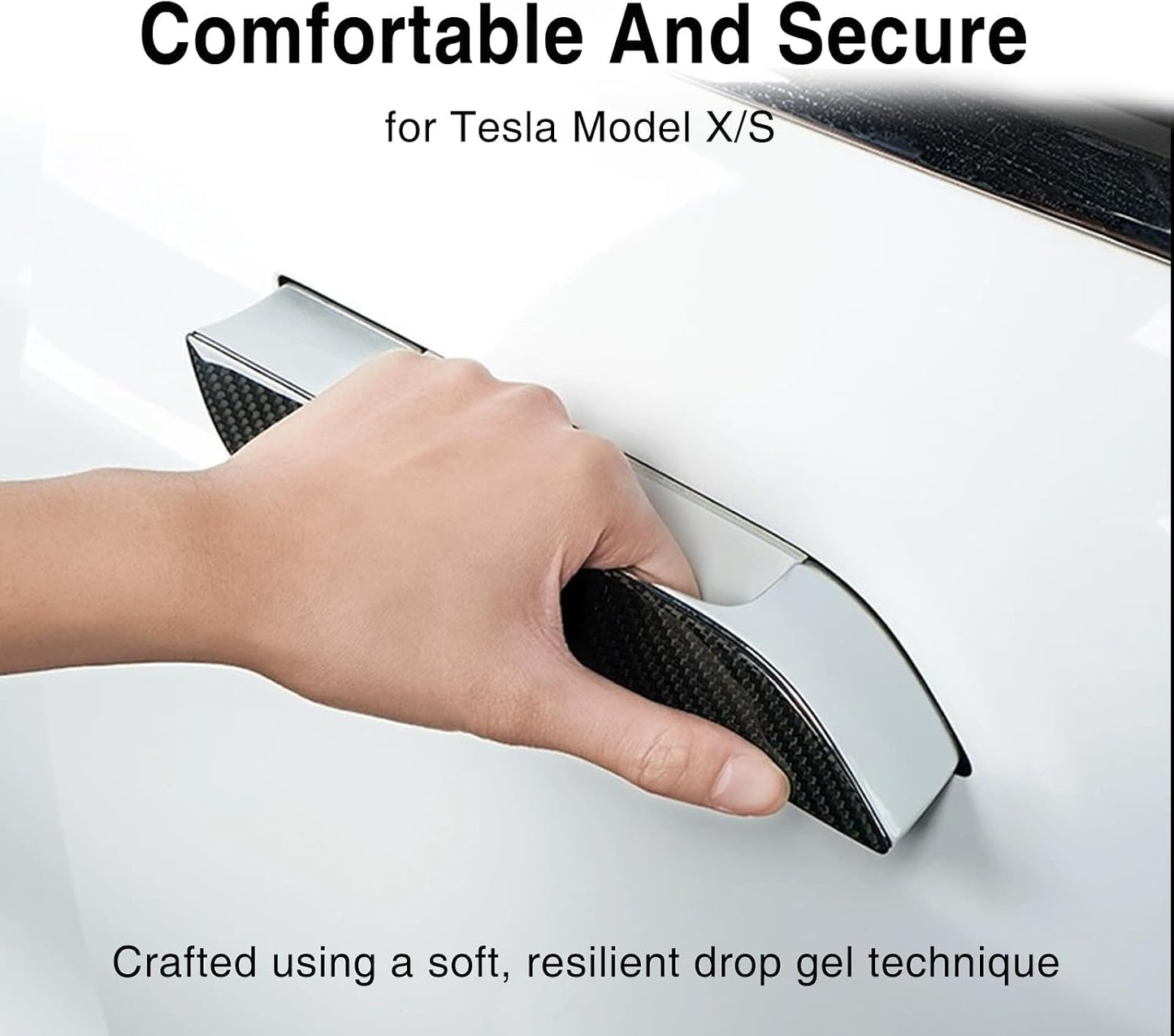 Tesheer Real Carbon Fiber Door Handle Covers for 2016–2026 Tesla Model S – 4PCS