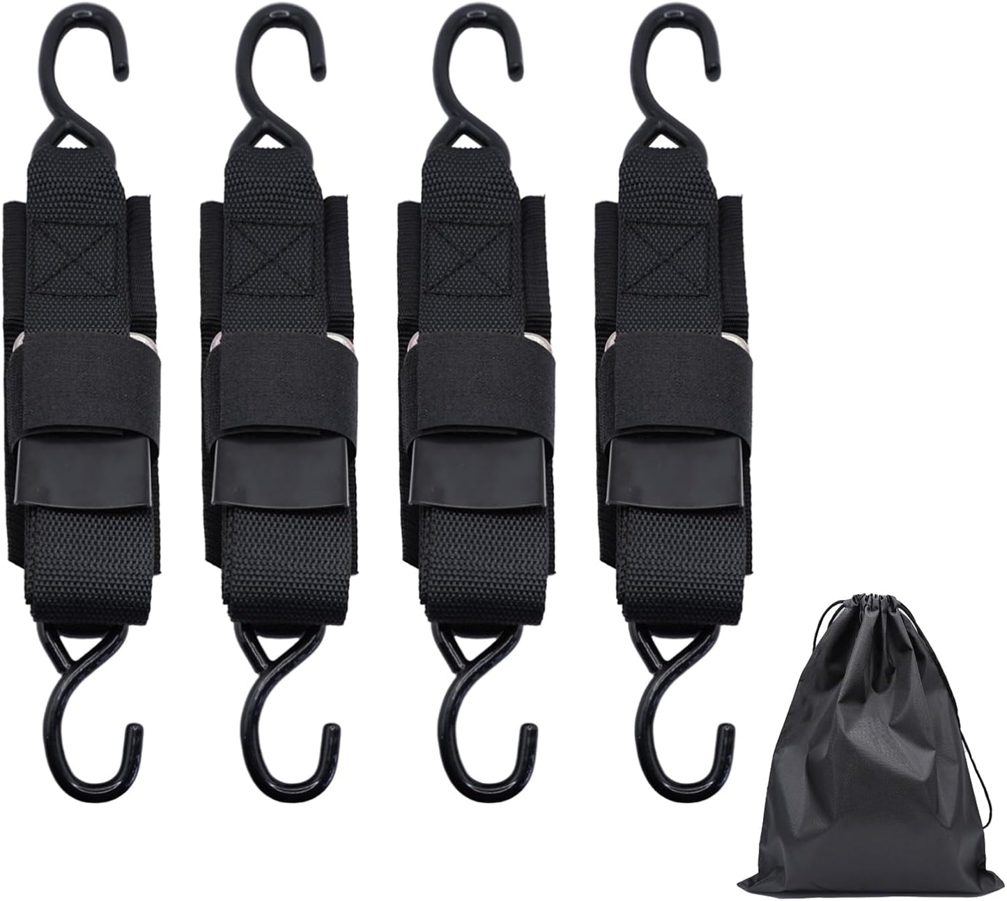 Tesheer Retractable Ratchet Tie-Down Straps – 4 Pack with S-Hooks, 1200 lb Rated