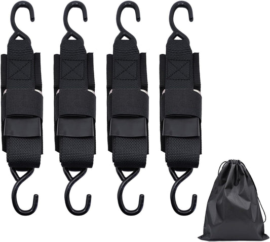 Tesheer Retractable Ratchet Tie-Down Straps – 4 Pack with S-Hooks, 1200 lb Rated