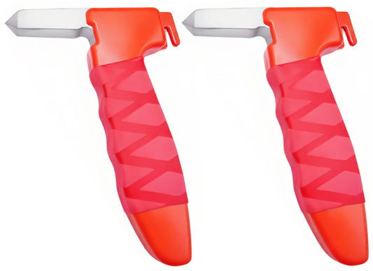 Tesheer 2-pack car door handle assist in orange with window breaker and seat belt cutter