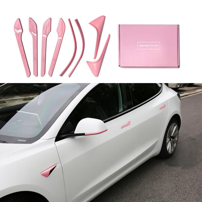 Tesheer 8-piece pink accessories kit for Tesla Model 3 Highland with door handle covers camera covers and mirror trim
